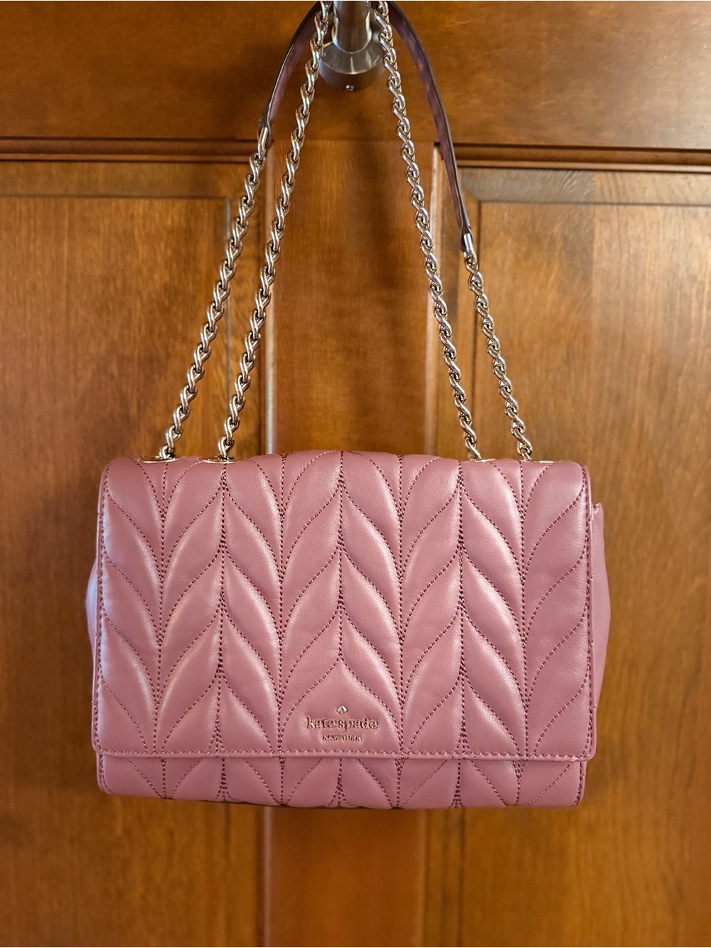 Kate Spade NWOT Quilted Leather Convertible Hand Crossbody Shoulder Bag Mauve